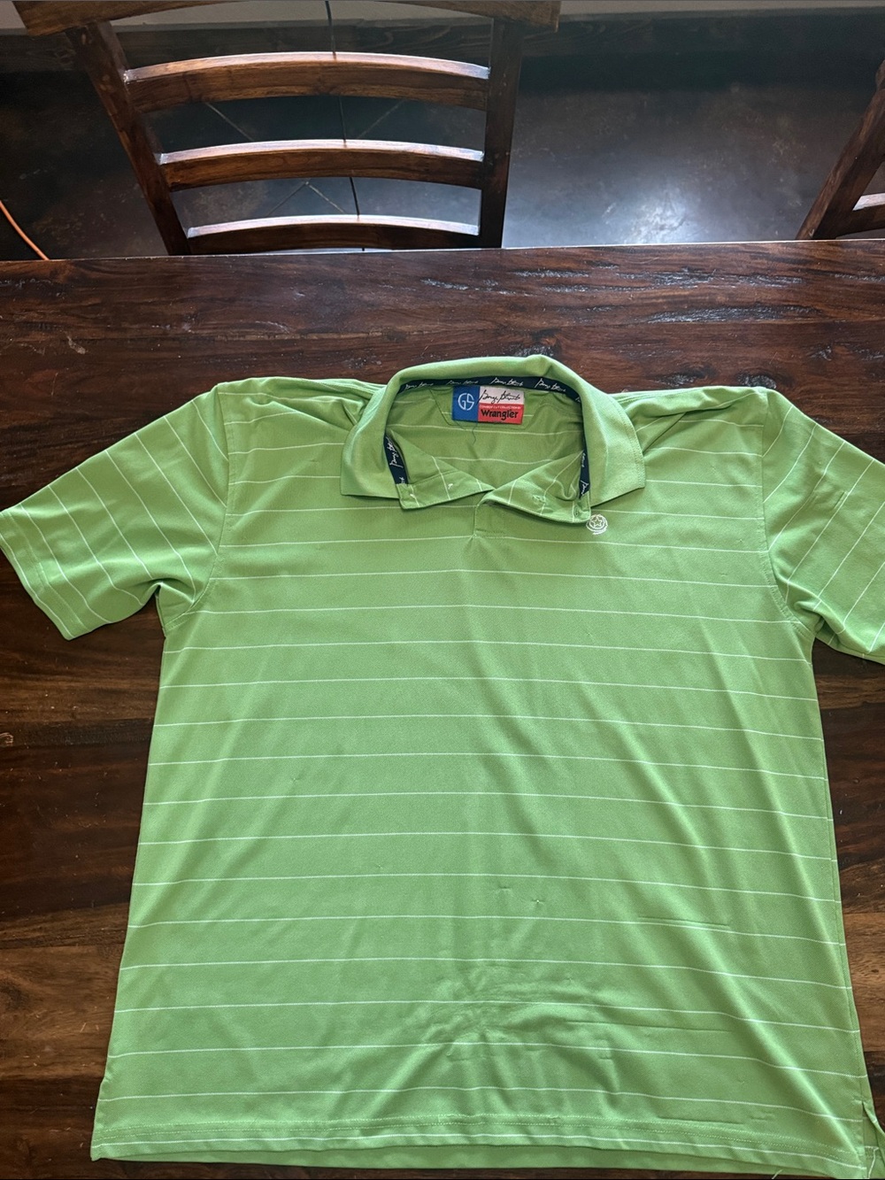 Wrangler Light Green Striped Polo Shirt